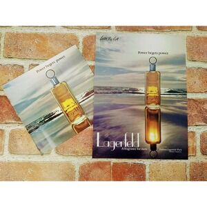 1988 Lagerfeld Fragrance "Power Begets" Cologne on Beach Fold-Out Vtg Print Ad‎